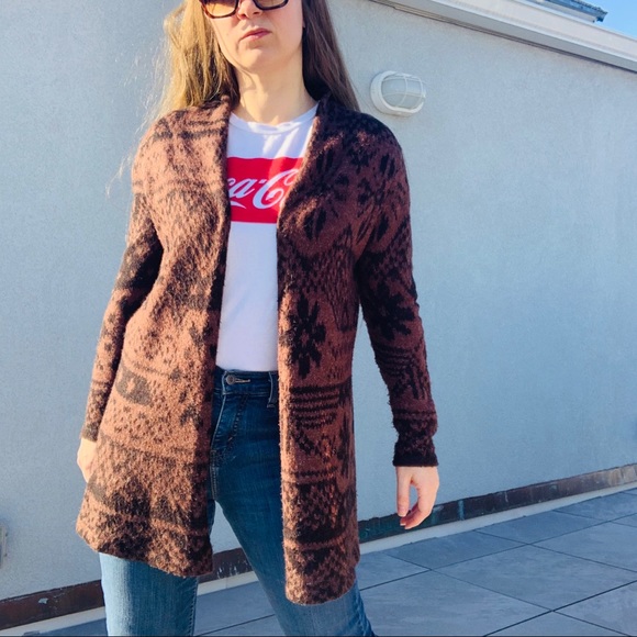 Gerry Weber Edition Ditsy Duster Wool Northern Pattern Long Coat Cardigan - Picture 13 of 15